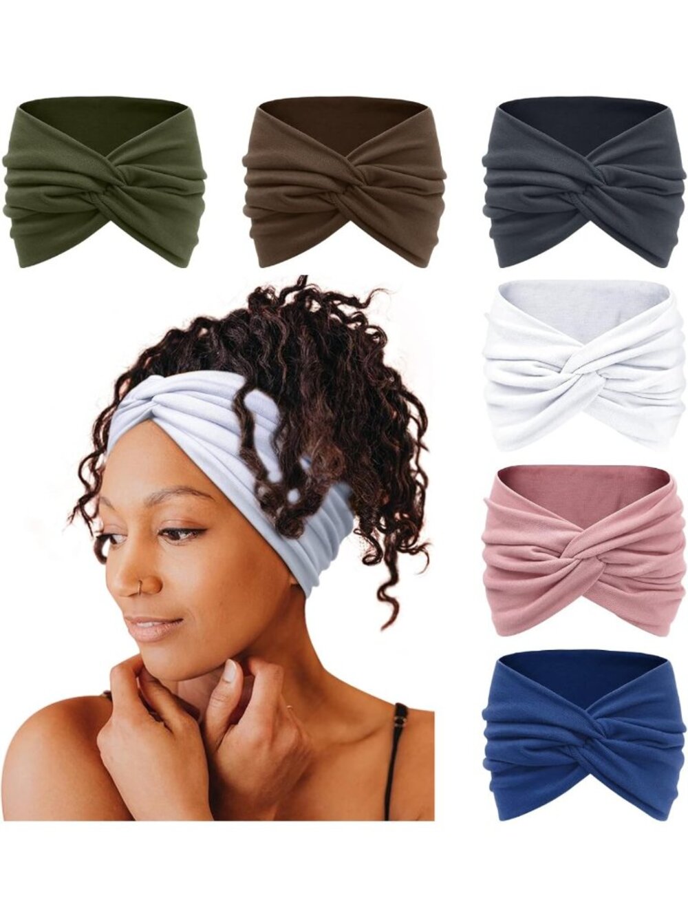 7'' Extra Wide Thick Turban Headbands for Women - Non-Slip Boho Hair
